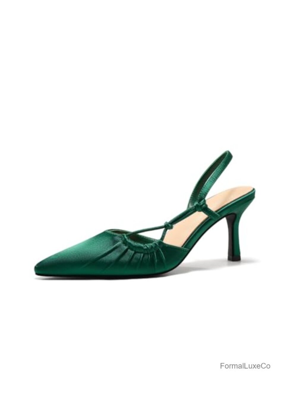 Faux Leather & Suede Slingback Kitten Heel Closed Pointed Toe Pumps Wedding